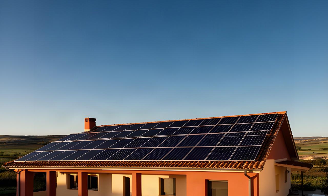 Instalación solar terminada sobre una vivienda de Castilla y León bajo un cielo despejado