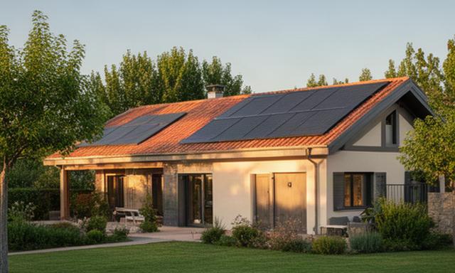 Instalación fotovoltaica sobre un chalet con jardín en Aranda de Duero
